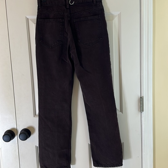 Zara Straight Leg Jeans Womens 4 Brown High Rise Button Fly Pockets Classic Fit - Picture 9 of 9